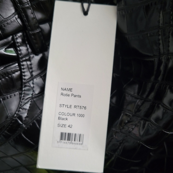 Rotate Birger Christensen Black Croc Embossed Straight Leg Rotie Pants NWT - Picture 12 of 14